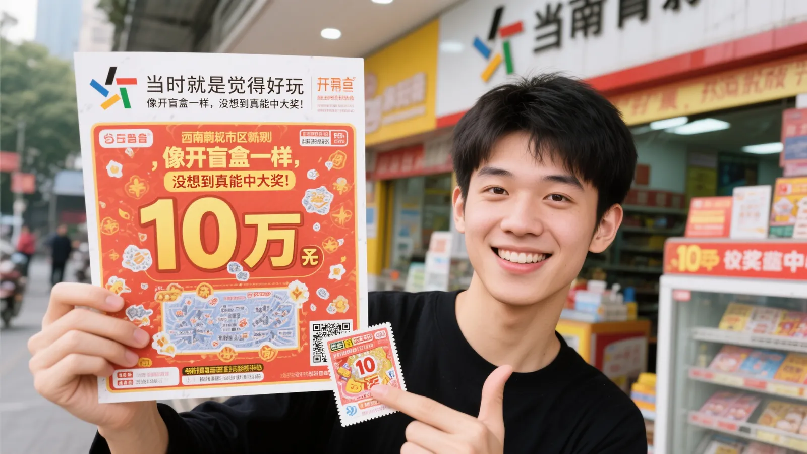 00后小伙刮刮乐中10万，现场兑奖如拆盲盒惊喜连连